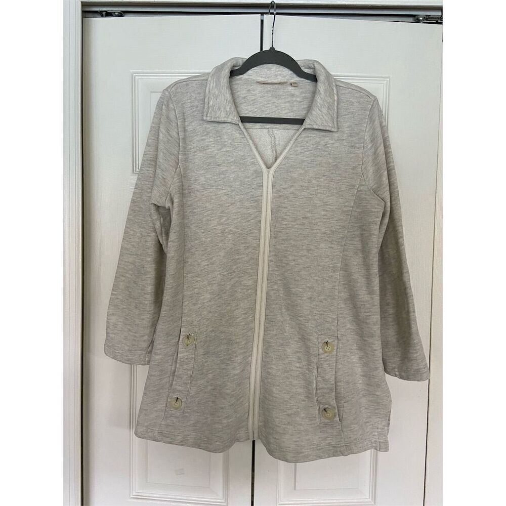 Soft Surroundings Women's Gray Full Zip Jacket Size L Casual